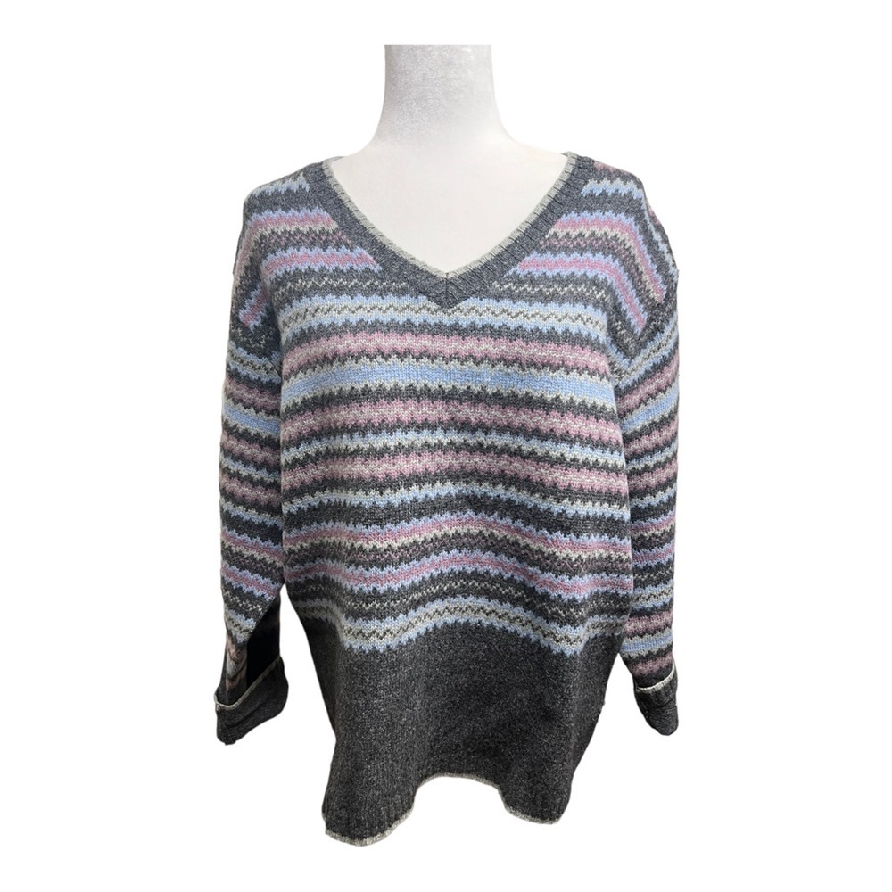 Colorful Grandpa Sweater Lambswool Large